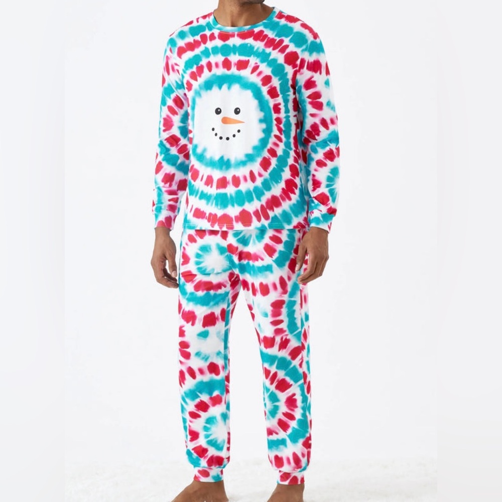 UNISEX ADULT Christmas pajamas set tie-dye snowman size MENS large see chart
